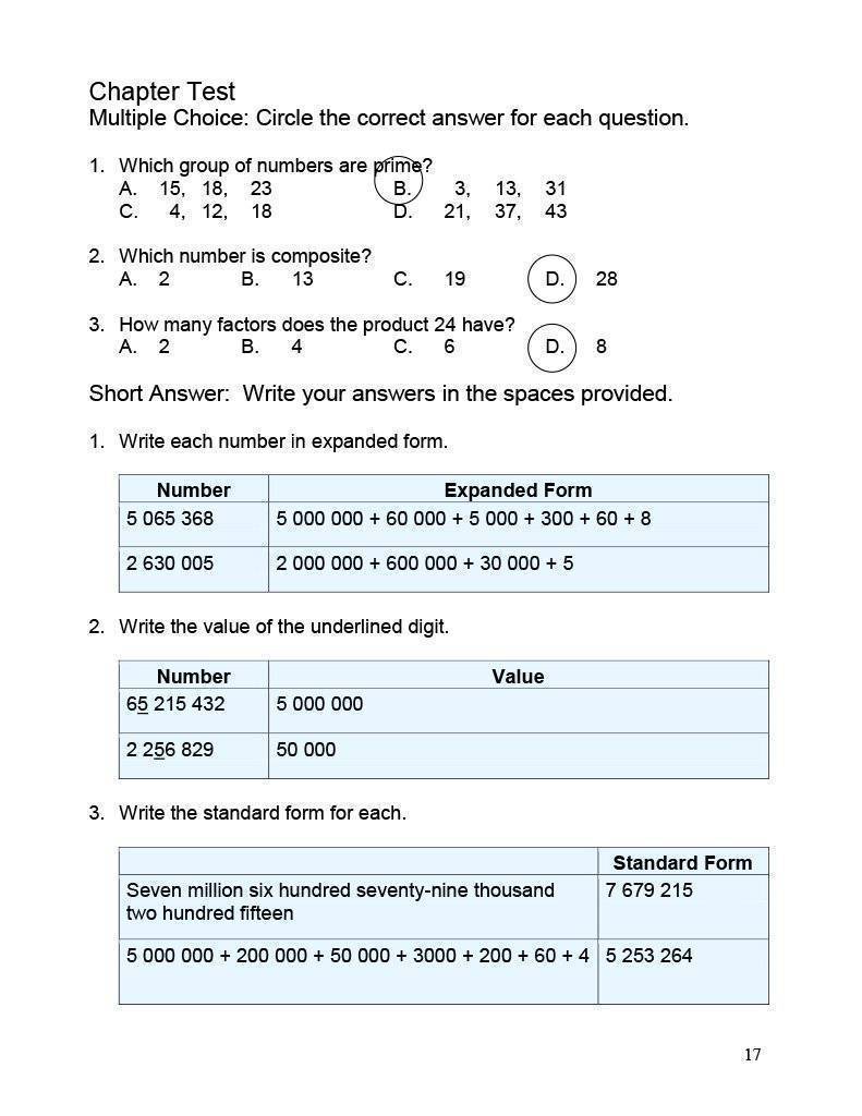 Ontario Math 6 Answer Book (Download)
