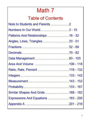 Ontario Math 7 Answer Book (Download)