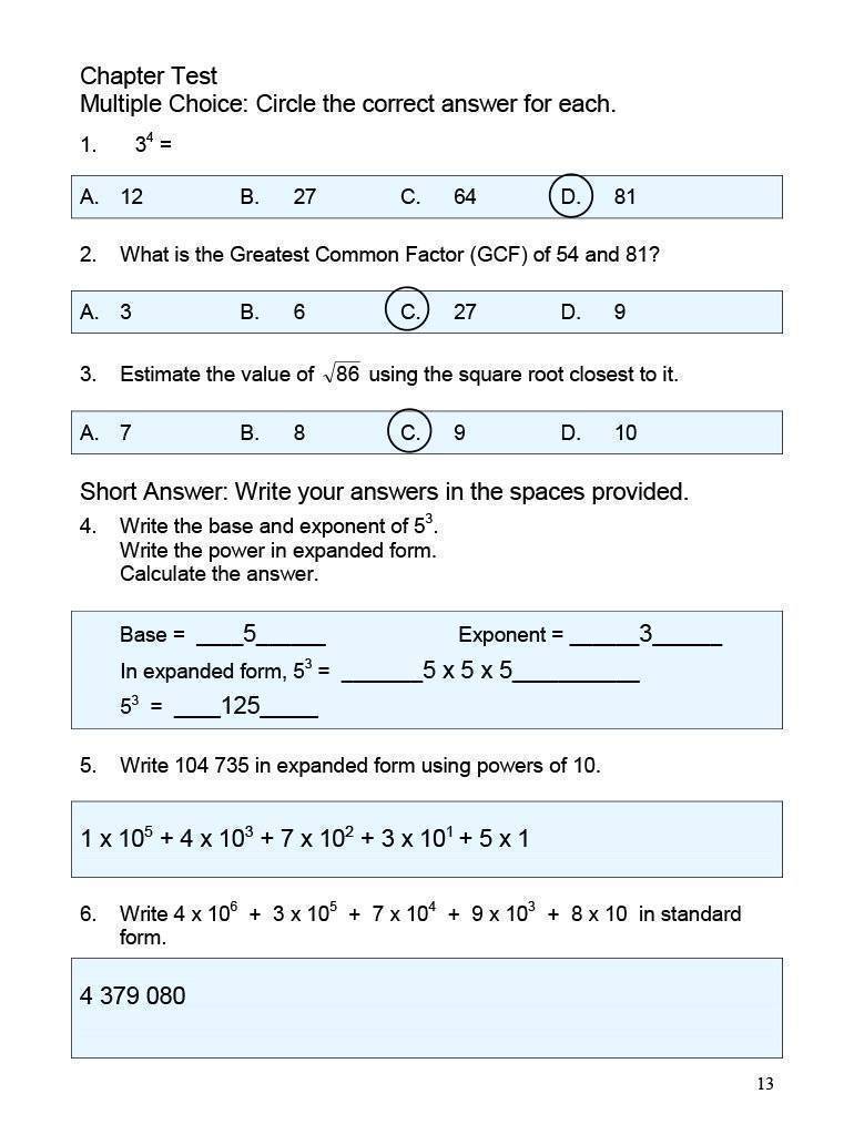 Ontario Math 8 Answer Book (Download)