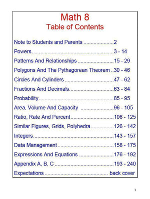 Ontario Math 8 Answer Book (Download)