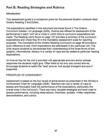 Image of Ontario Reading 3 2nd Edition Assessment Guide