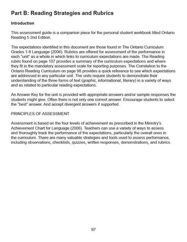 Image of Ontario Reading 6 2nd Edition Assessment Guide